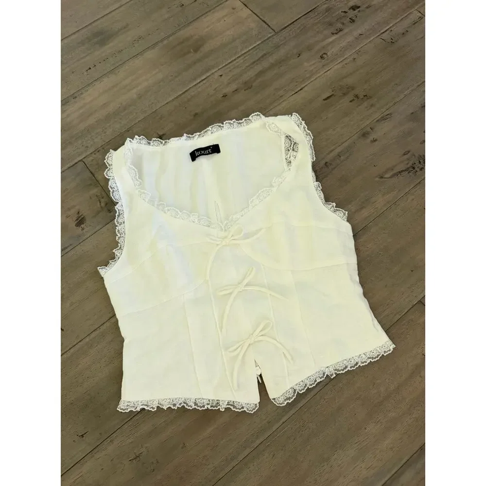 New Kourt Giogia Top ivory blouse size 4 $122